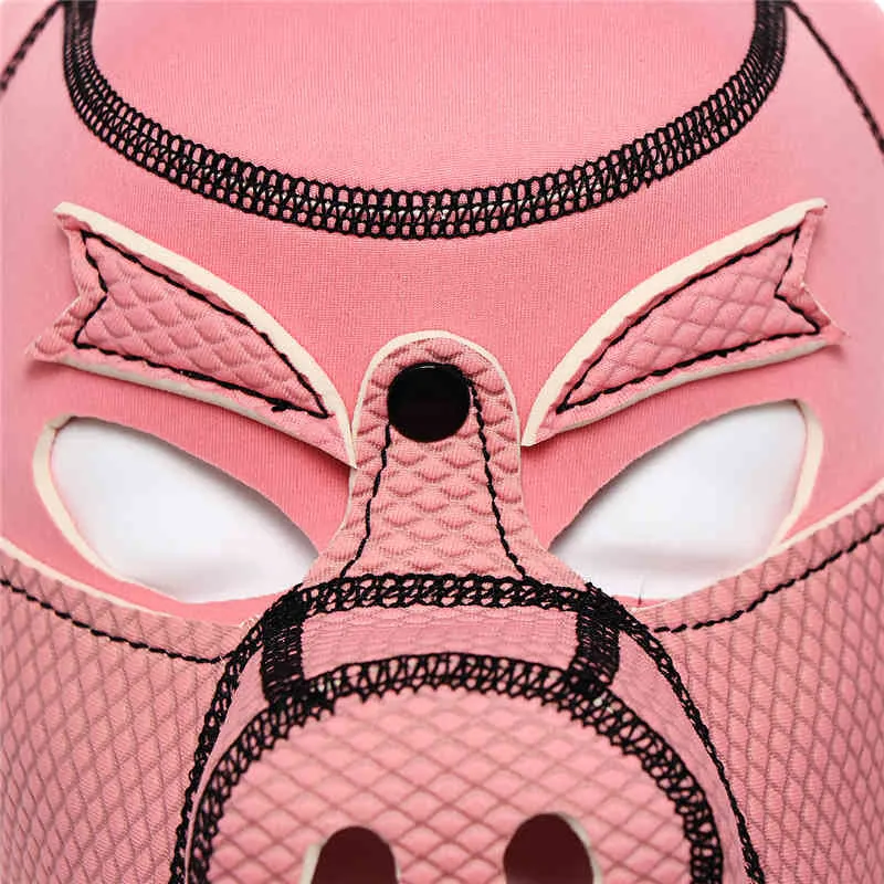 SM esclave capuche éponge remplissage rose tête Bdsm Bondage cochon Cosplay érotique masque Costumes SexIntimacy marchandises pour les Couples