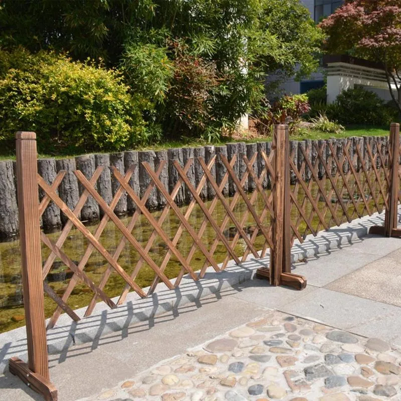 Fencing Trellis & Gates Retractable Expanding Wooden Fence Pet Safety For Patio Garden Lawn Decoration Carbonized Anticorrosive240u