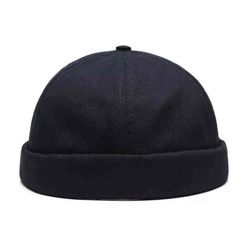 Berretto da motociclista da marinaio unisex Docker Berretto da motociclista da uomo regolabile Casual senza tesa con teschio Cappello da berretto da uomo solido Cappello estivo Gorro Cappelli da donna Y21111