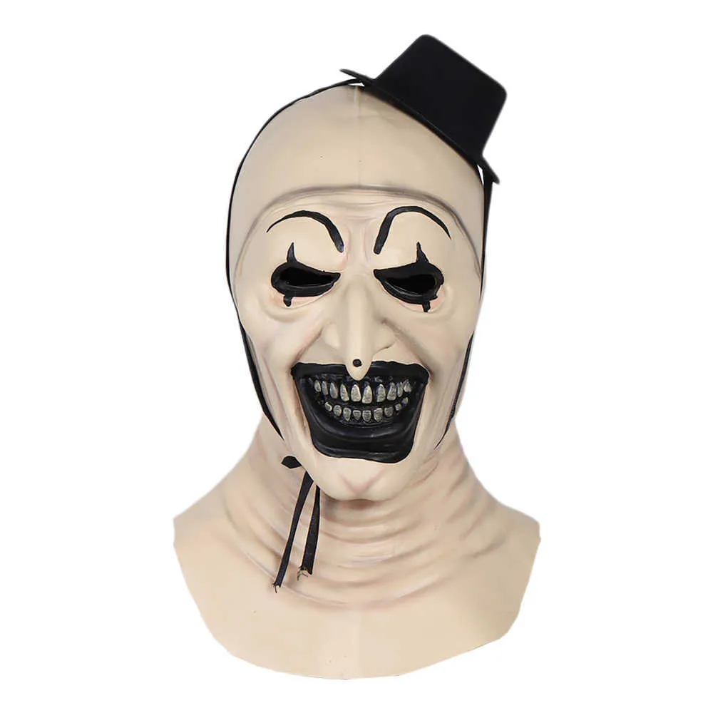 Coringa máscara de látex aterrorizante arte o palhaço cosplay máscaras horror rosto cheio capacete trajes de halloween acessório festa de carnaval adereços h228t