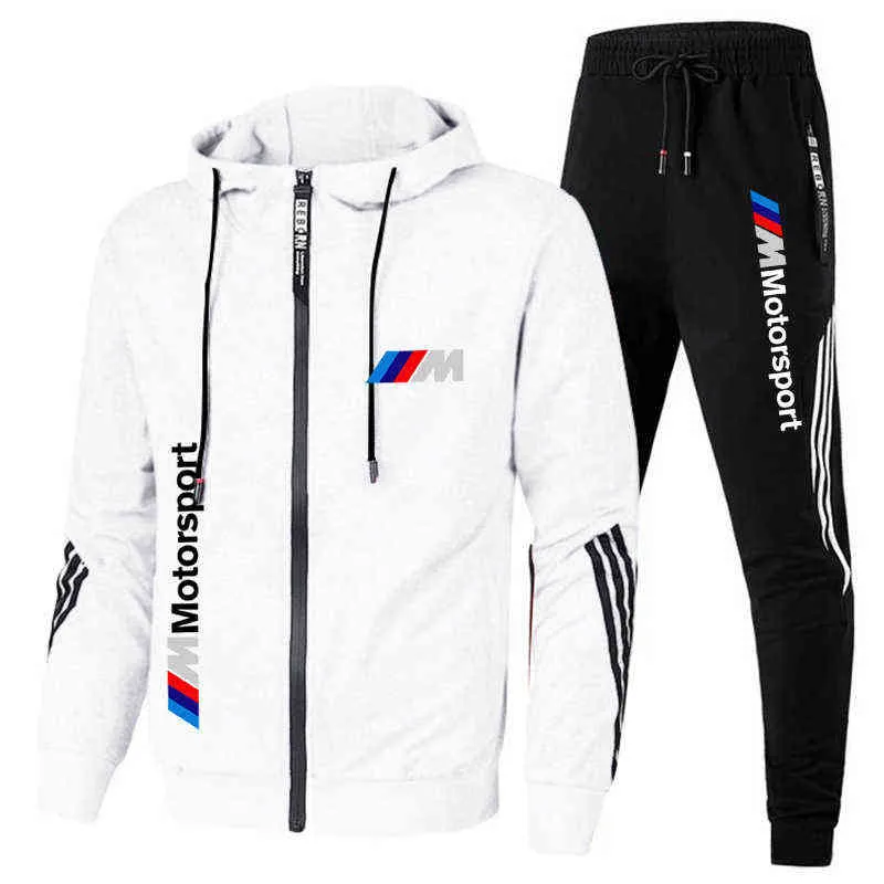 Men's New Casual Suit 2021 Autumn New Sportswear Zipper Hoodie + Pants Two-piece Men's Sportswear Sports Suit G1217