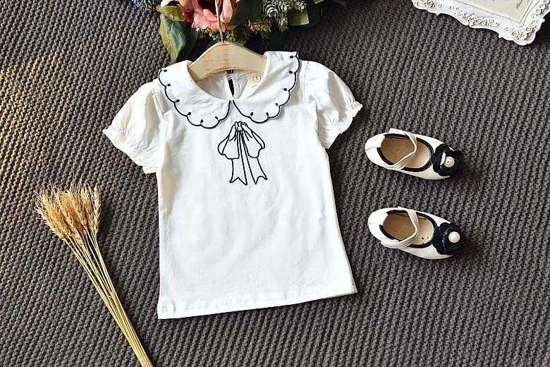 Humor Bear Baby Girls Clothing Set Summer New Sweet Bow Short-sleeved T-shirt+Shorts Kids Suit Baby Kids Girl Clothes X0902