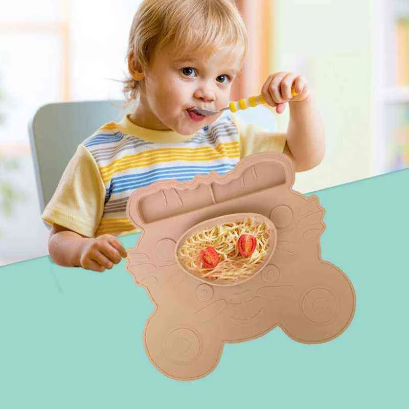 Simpatico cartone animato tigre cibo cattura tovaglietta bambini con tasche scanalate ciotola neonato neonato riutilizzabile aspirazione antiscivolo in silicone N0HD G1210