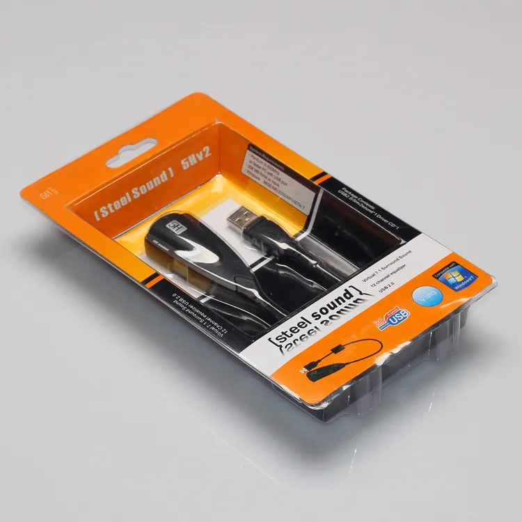 5HV2 외부 USB 사운드 카드 7.1 채널 USB에서 3D CH 가상 채널 사운드 트랙 오디오 어댑터 용 컴퓨터 데스크탑 노트북