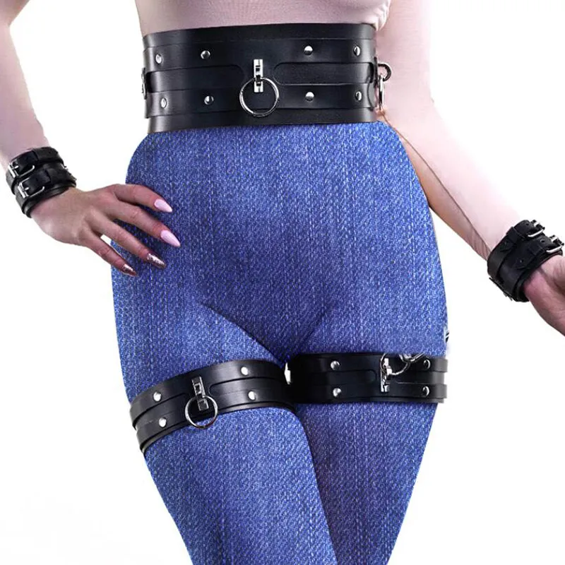 Tailleband sexy dames leer goth been kousenband body riem riem taille bondage dij kooi erotische suspener brede tailleband683469675145