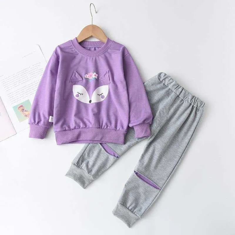 Bärenführer Kleinkind Mädchen Herbst Mode Kleidung Kinder Cartoon Hase Trainingsanzug Kinder Kleidung Baby Sets Casual Kostüme 2 stücke 210708