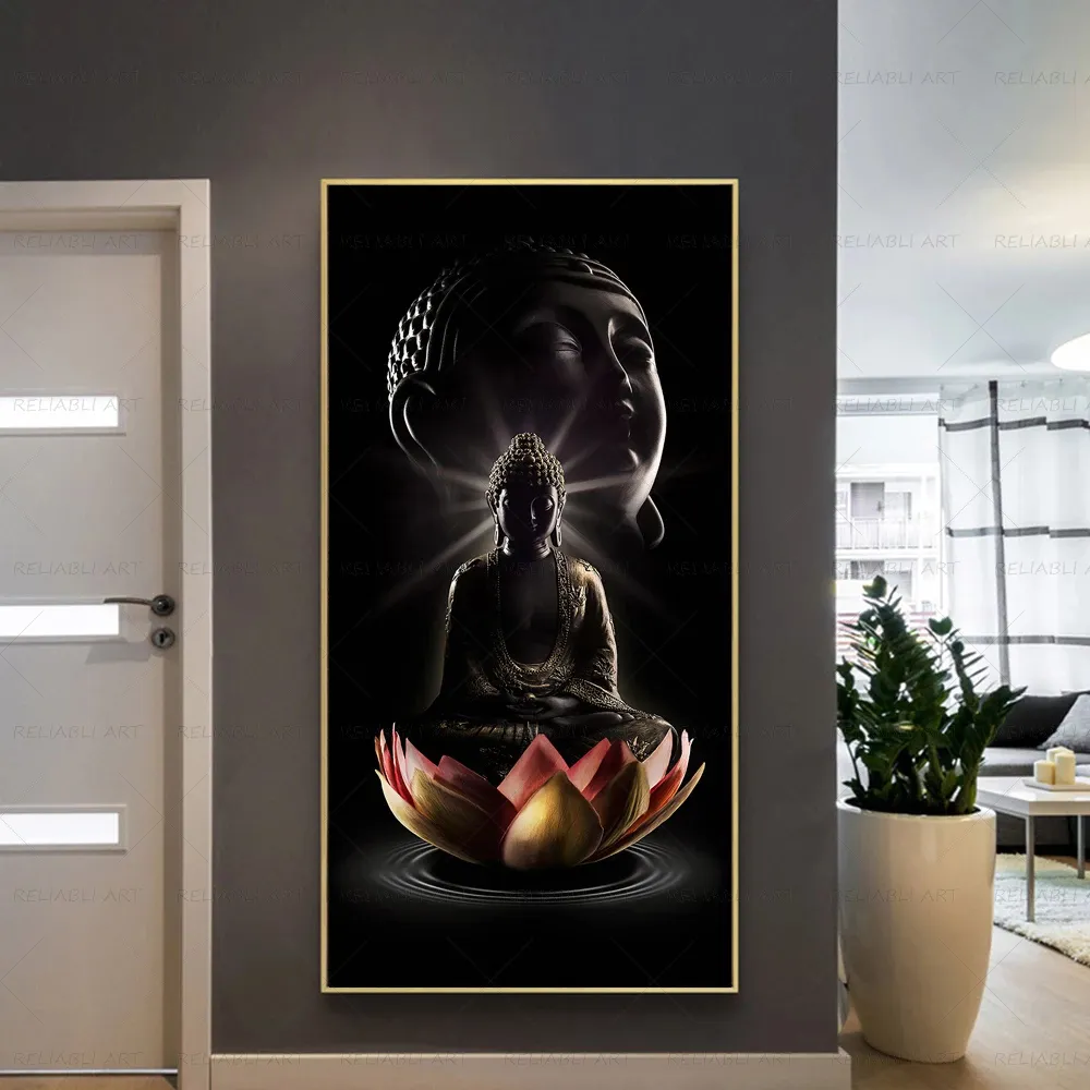 Affiches et imprimés d'art mural de bouddha moderne, toile Bodhisattva sur Lotus, peinture pour salon, maison, Cuadros Decor257K