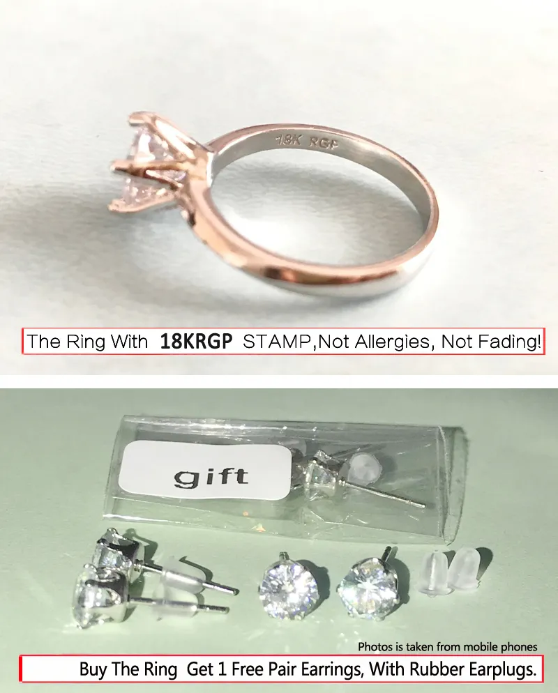 18K White Gold Solitaire 6mm/8mm Lab Diamond Ring Engagement Wedding Bands Gift voor Vrouwen No Fade Allergievrij