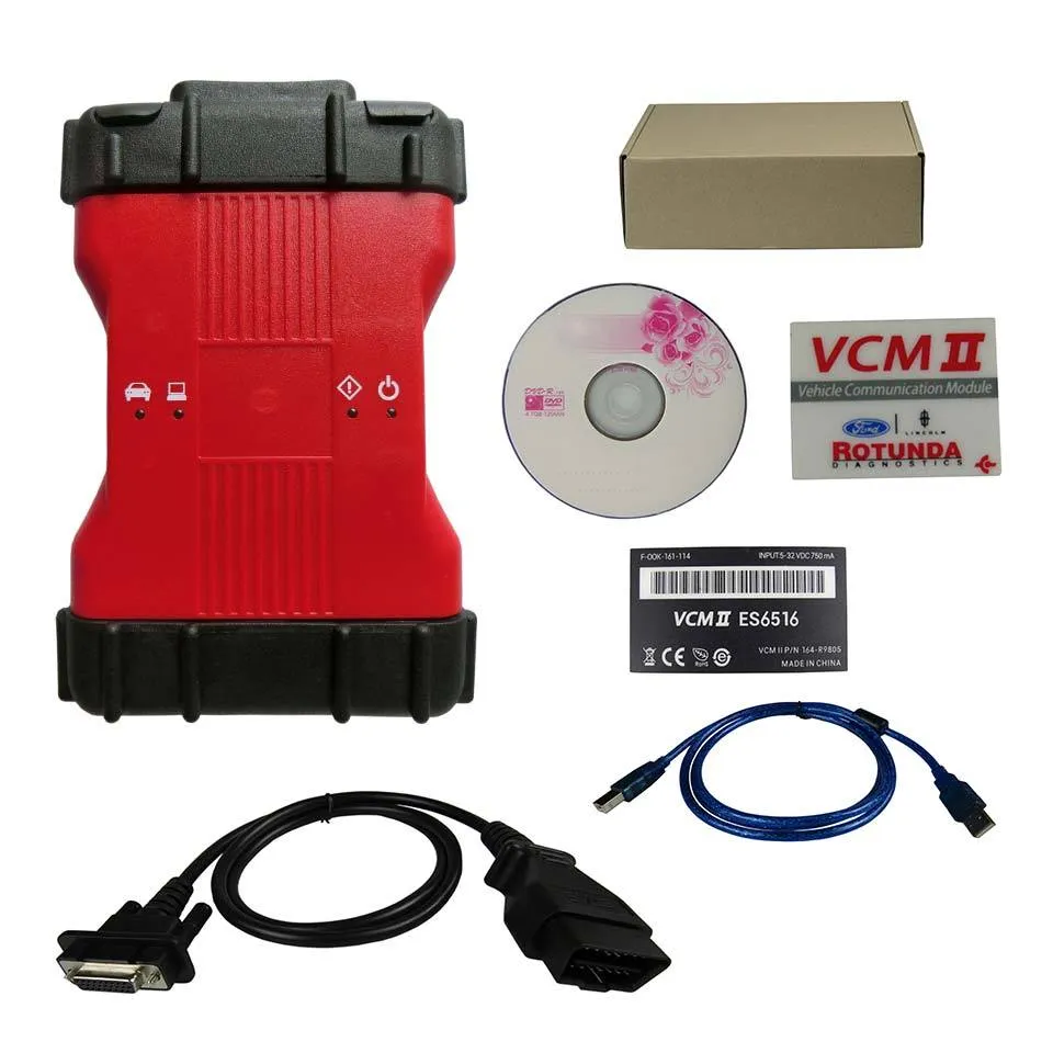 Meilleure qualité pleine puce VCM2 outils de Diagnostic multilingues VCM 2 ii pour logiciel CD V115 et HDD V119 VCMII OBD2 Scanner