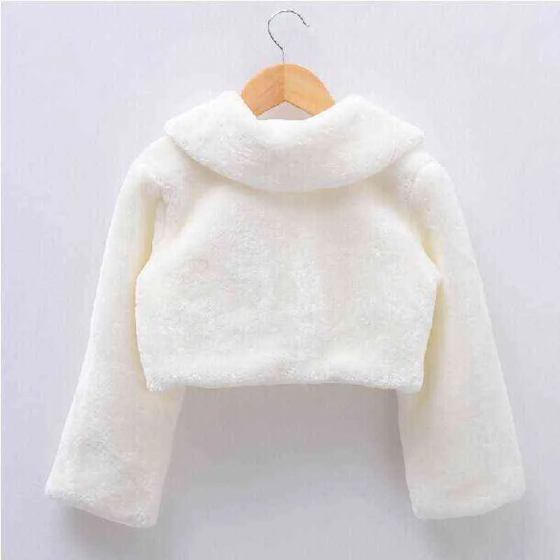 Nouveau blanc filles à manches longues Cape courte bébé filles mariage fourrure boléro veste filles fête chaud Cape Cape enfants châles G1218