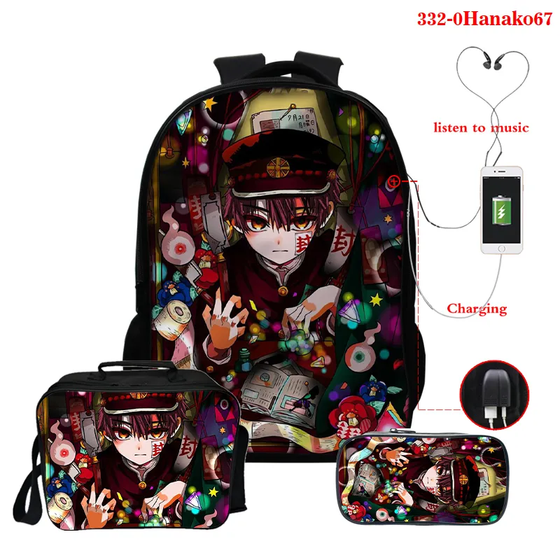 Anime sırt çantası çanta usb şarj tuvalet bağlı hanako kun okul çantası mochila escolar set okul çantası kalem öğle yemeği çantaları 69993541