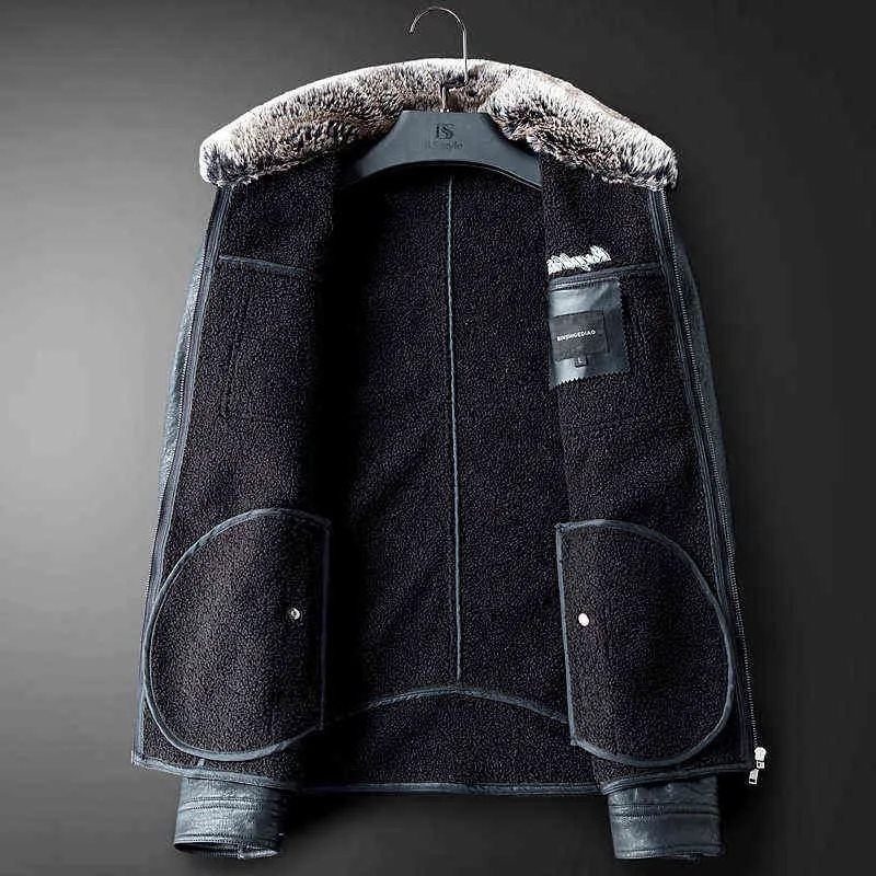 Giacca in pelle da uomo di lusso di qualità Peluche spessa Cappotto in vera pelliccia Giacche Bel giovane uomo alla moda Cappotto invernale in vera pelle 211111