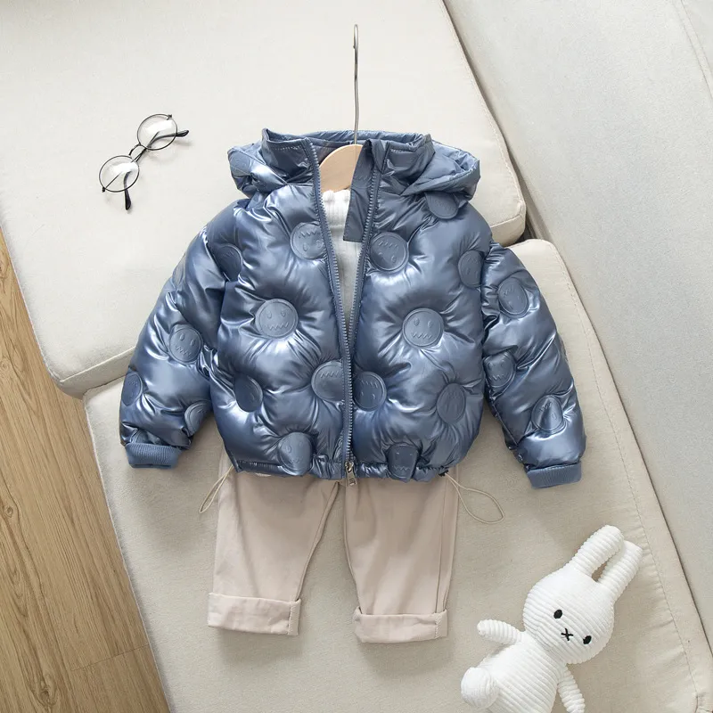 Children's Down Jacket In Solid Color Big Children's Fashion Embossed School Overcomes Boys' and Girls' Winter Coat