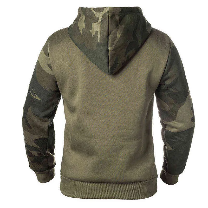 Camuflagem Hoodies Moda Masculina Moletom Moda Masculino Cama Hooded Hip Outono Inverno Militar Malha Hoodie Casacos US / EUR Tamanho 211230