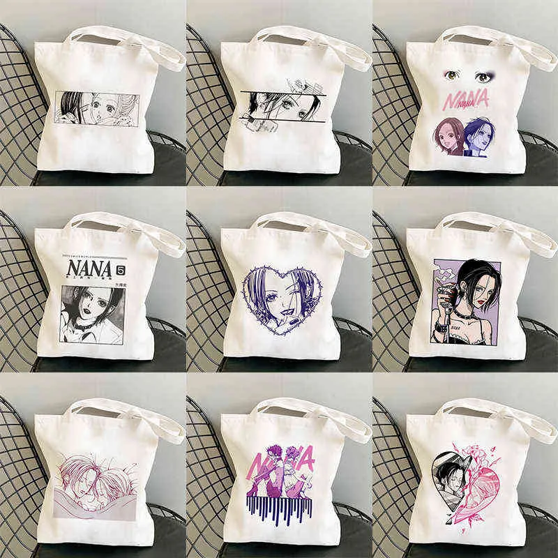 Nxy Shopping Bags Bolsos de Compras Para Mujer Bolsa Mano Lona Con Estampado Harajuku Estilo Kawaii Manga Ren Hontjo 0209