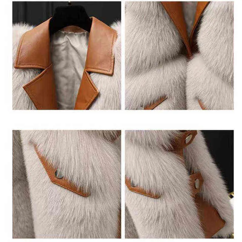 Femmes de haute qualité élégant sans manches fourrure Gilet mode chaud rétro épissé gilet simple boutonnage Gilet manteau Streetwear 211129