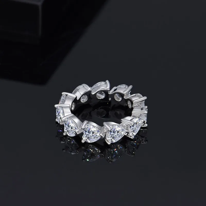 Designs 925 argent plaqué or femme éternité coeur forme bague diamant Rings285u