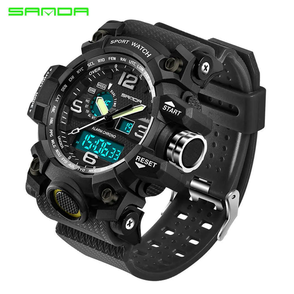 Men Sport Watch High Quality Multifunctional Dual LED Display Waterproof Electronic Quartz Wrist watch For Man Relojes Mujer G1022