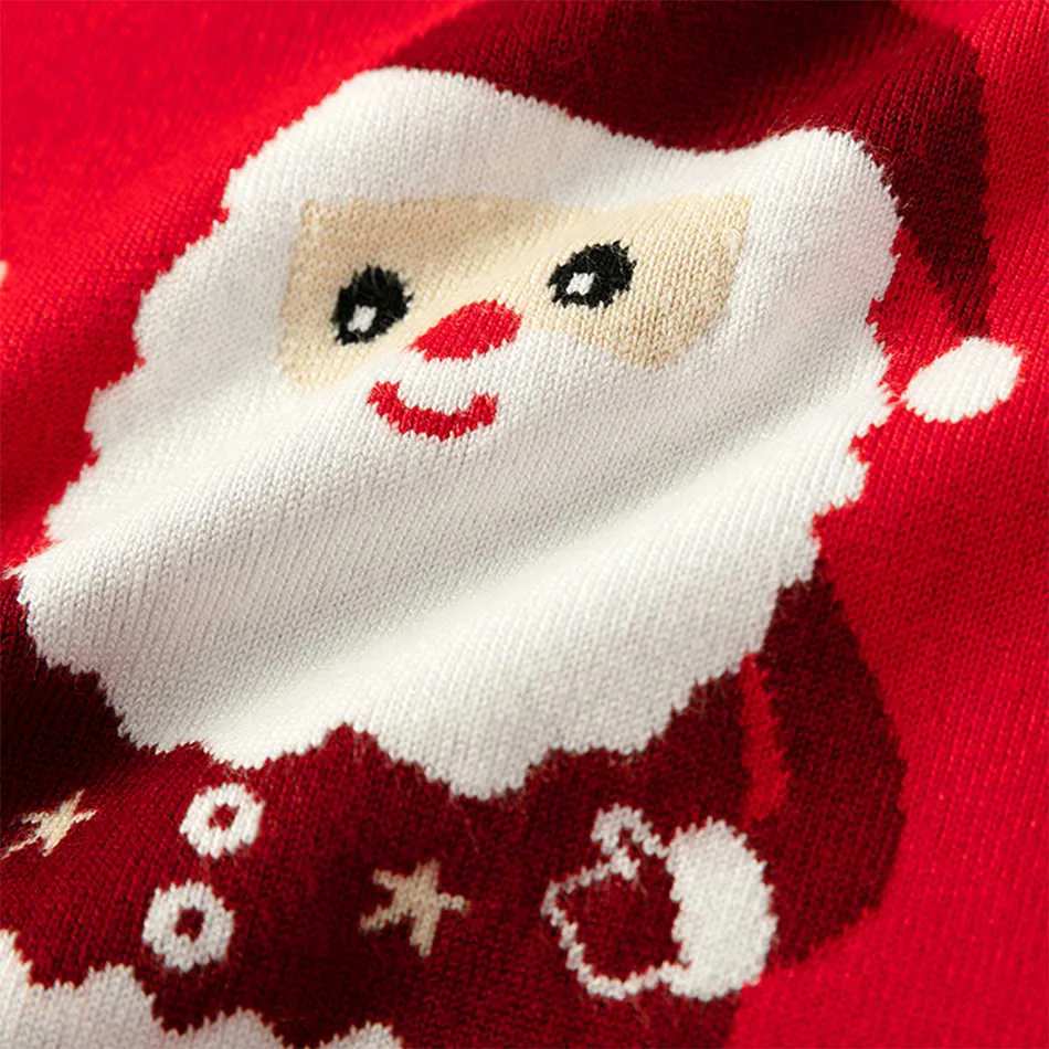 2021 Nuevo Otoño Invierno Niño Niñas Cálidos Suéteres de manga larga Ropa para niños Dibujos animados de Navidad Santa Claus Niños Knitt Coat Tops Y1024