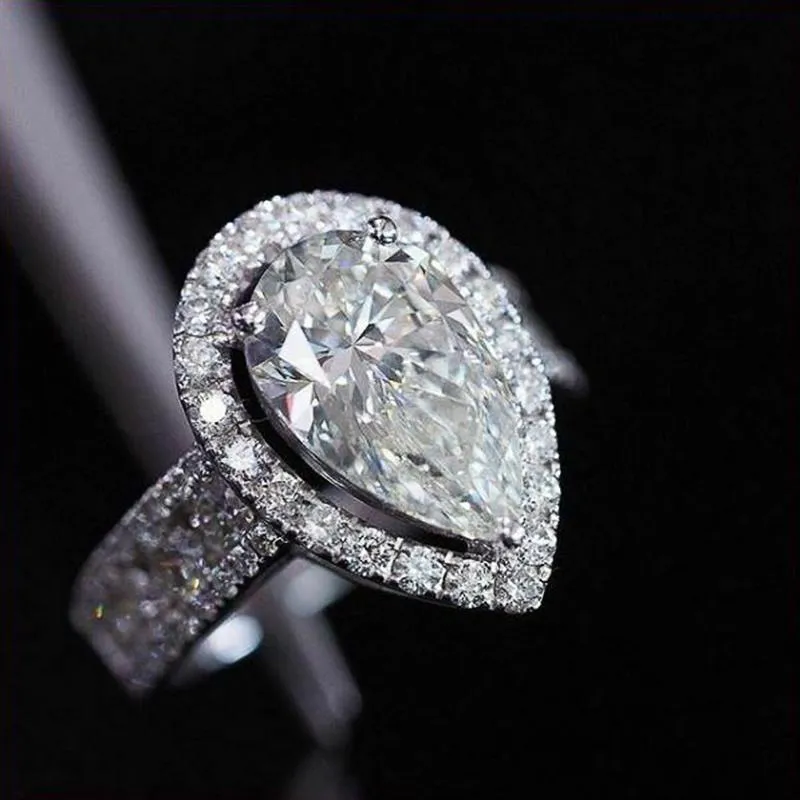 Wedding Rings Luxury Pear Shape Cubic Zirconia For Women Jewlery Elegant Female Engagement Anniversary Party Bands Fashion Ring338s