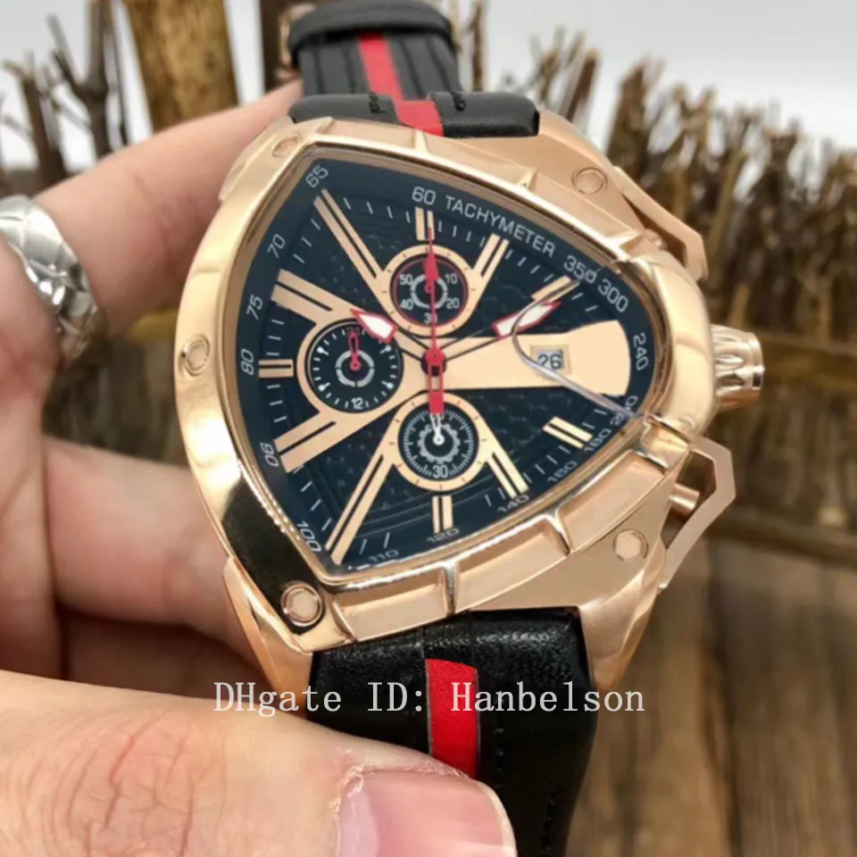 NOVO Montre de luxo QUARTZO cronógrafo movimento relógios masculinos estilo carro esportivo mostrador pulseira de couro relógios de pulso reloj Hanbelson252e