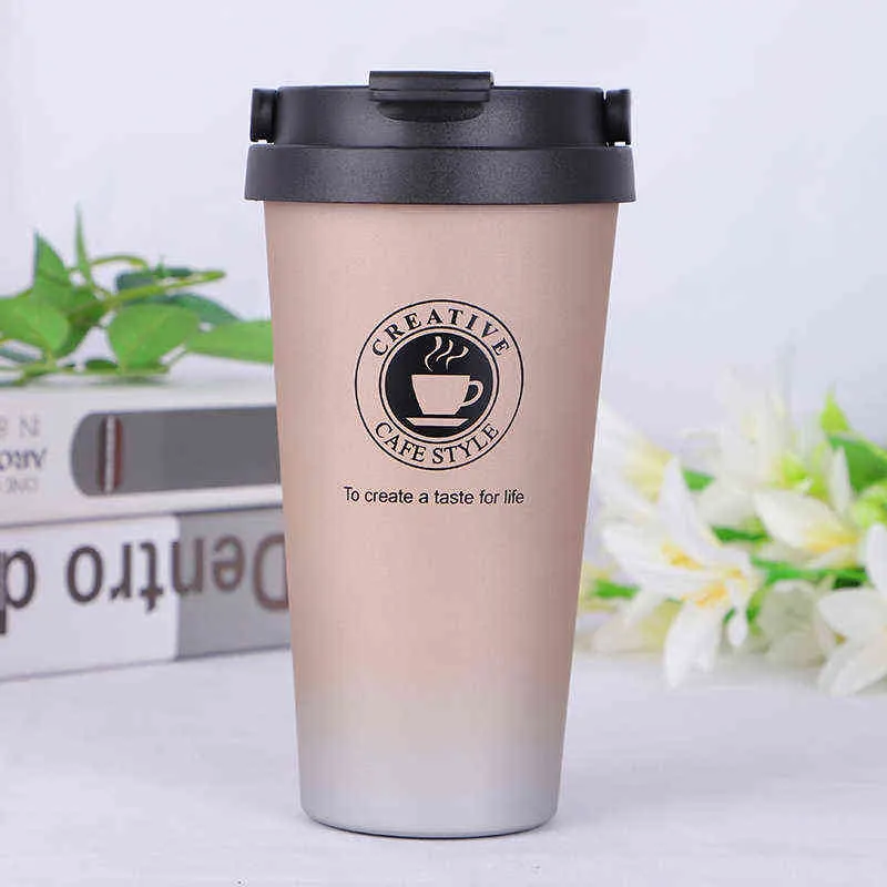 Thermos Coffee Mug Double Wall Stainless Steel Tumbler Vacuum Flask Water Bottle For Girls Thermal Tea mug Travel Thermocup 211109