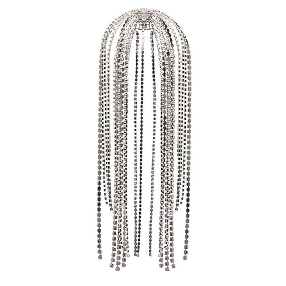 Bandeau de mariée strass Long gland accessoires pour femmes cristal Multi brin tête chaîne cheveux Jewelry15660174213875