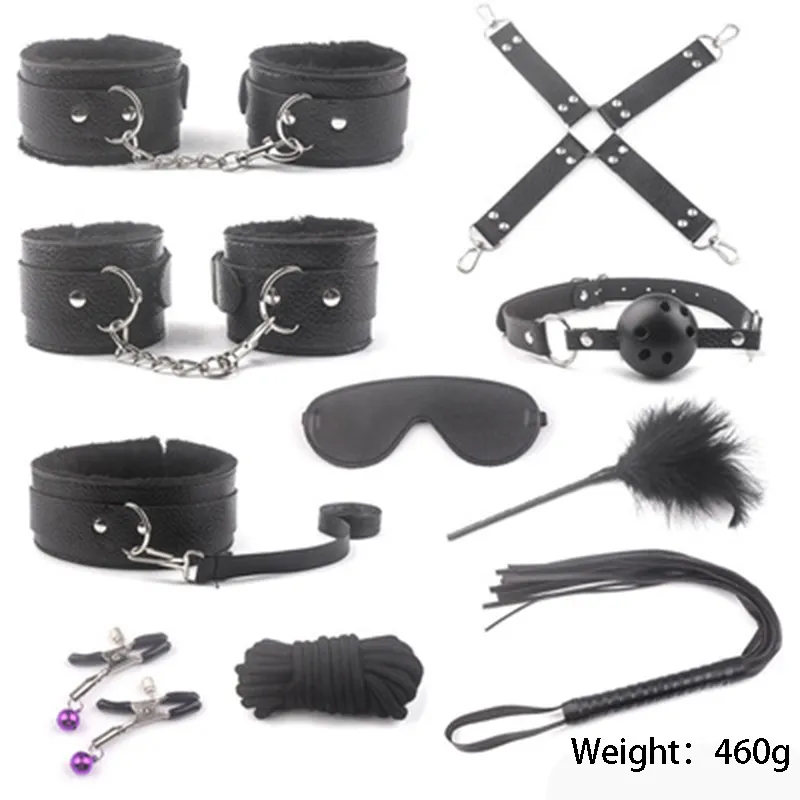 Massage Sexy Bdsm Bondage Set Gag Handcuffs Whip Ropes Blindfold Nipple Clamps For Woman Sexy Toys For Couples Slave Adult G6815847