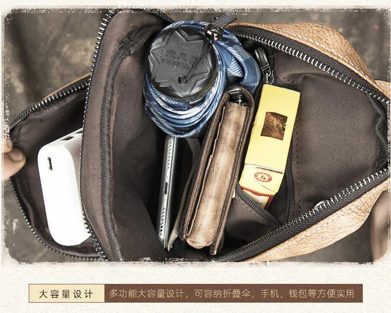 Waist bag 2021 Fashion Men`s Cht Single Shoulder Msenger Cow Leather Diagonal Bag