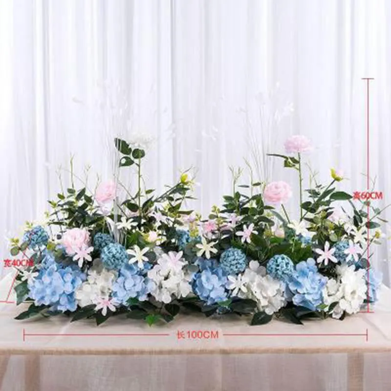 Dekorative Blumenkränze, 100 cm, künstliche Blumen-Kugel-Mittelstücke mit Blatt, Hochzeit, Party, T-Bühne, Hintergrund, Wanddekoration, Tisch E300n