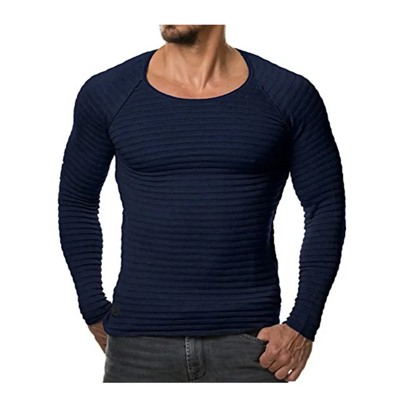 Automne Hommes Pull Tricoté Mâle Casual Slim Fit Chandails O-cou À Manches Longues Noir Rouge Pull S-2XL