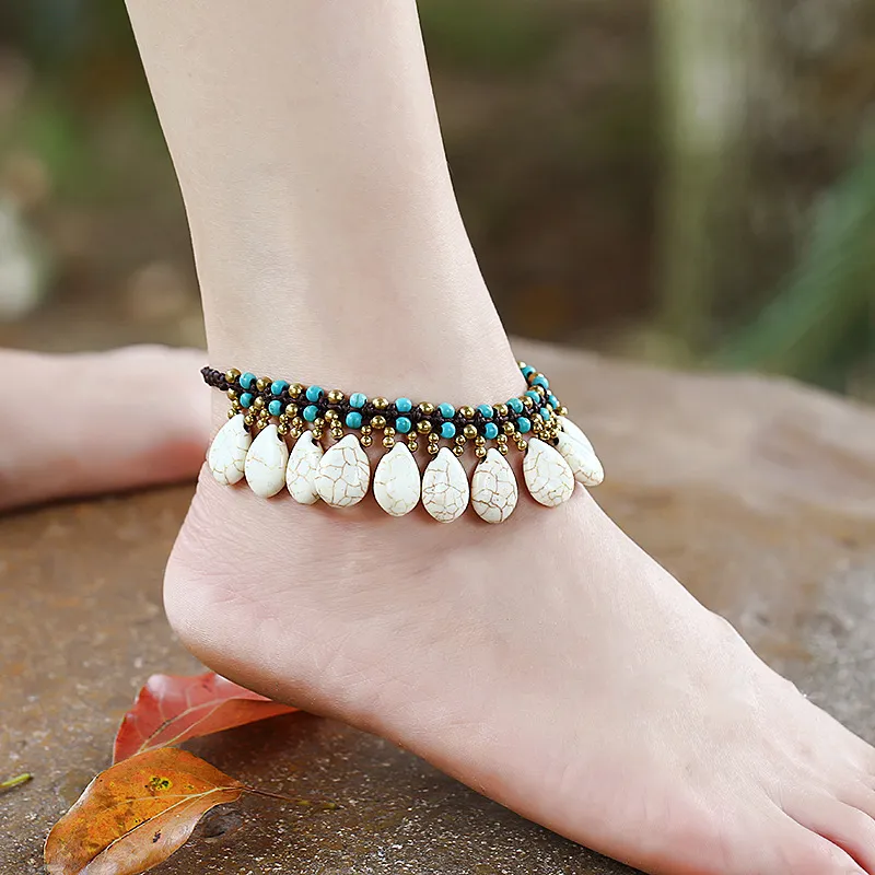 Bohemian style Mancheng jewelry simple fashion bell semi hand woven women's foot chain