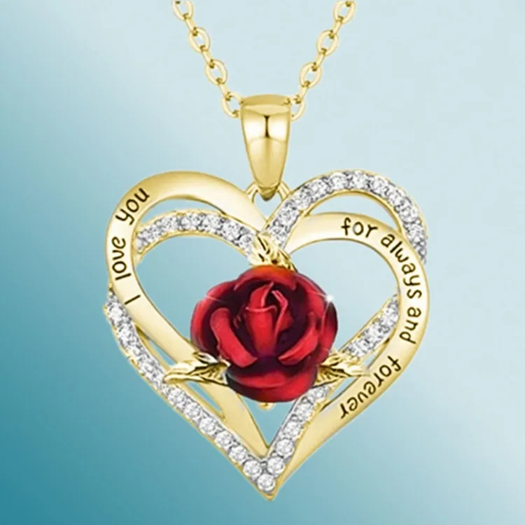 Partij Gunst Paar Liefde Rose Necklace Dame Elegante Sieraden Accessoires Banket Bruiloft Valentijnsdag Anniversary Gift T2i53265