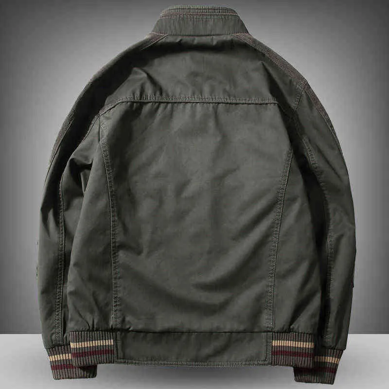 Alta qualidade jaqueta masculina 96% algodão primavera outono solto tamanho grande envelhecido velho desgaste casual roupas inverno roupas 211217