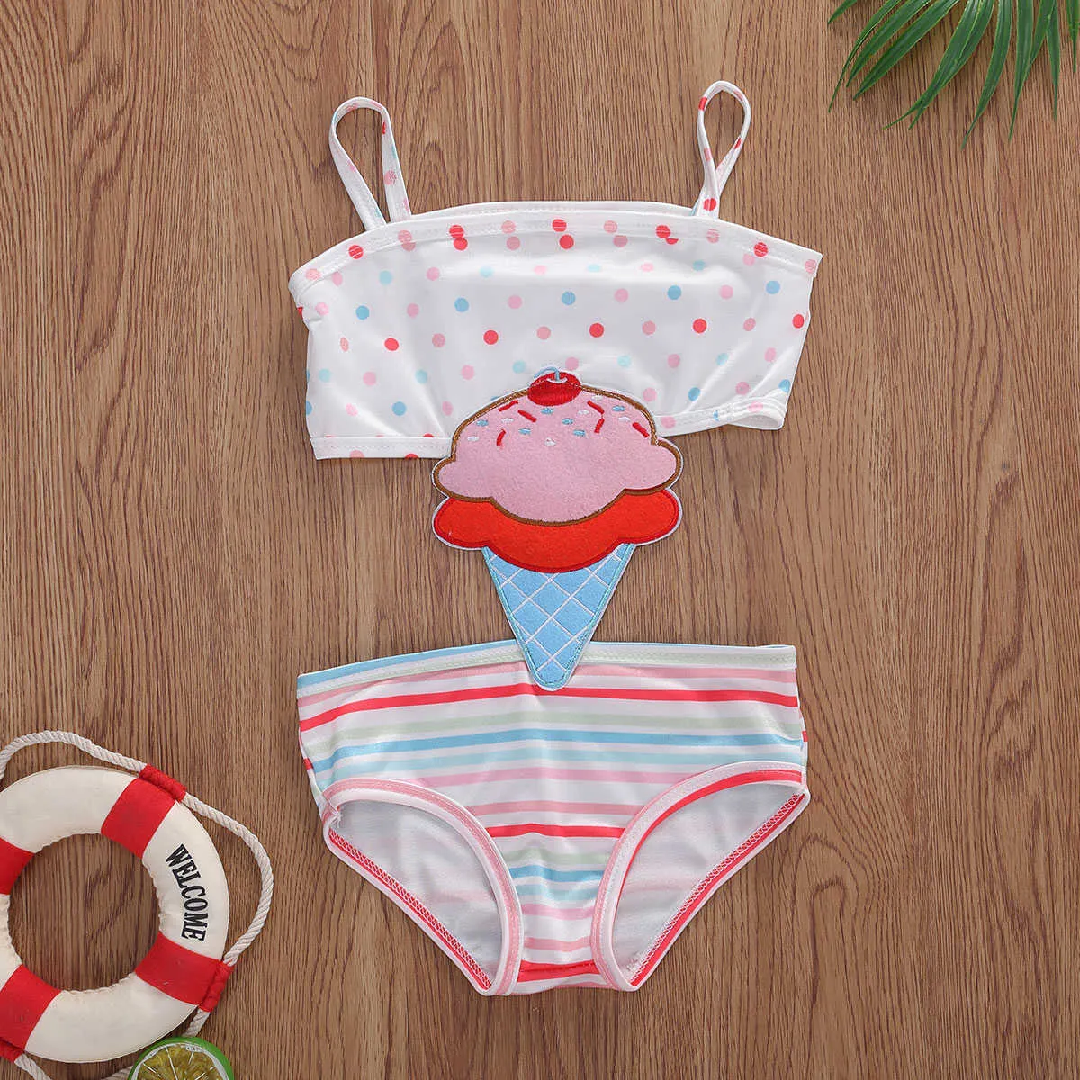 Lovely Infant Baby Girls Boys Bikini Cartoon Stampa senza maniche Estate Beachwear Abiti 4 Stile 210816
