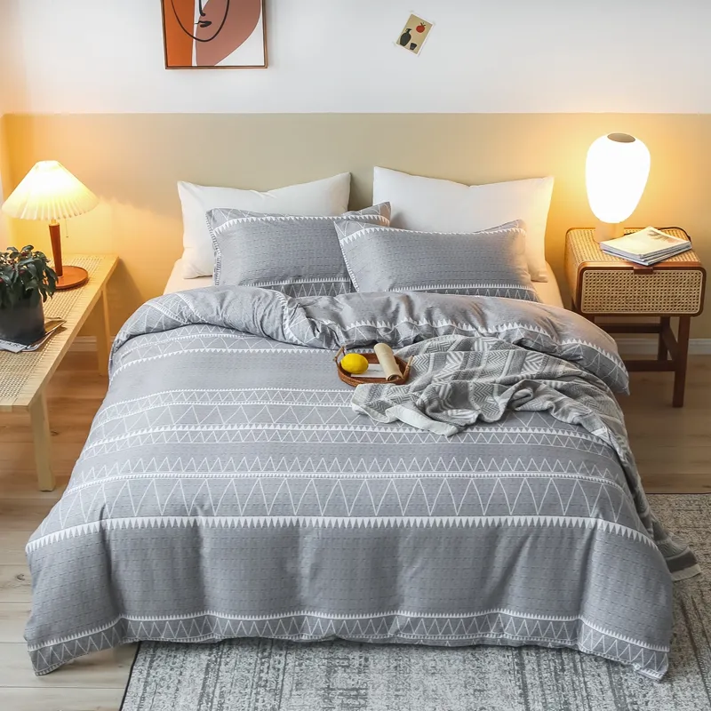 Geometrisk Cow Print Duvet Cover Nordic Unicorn Leaf Bedding Set Single Double Queen King SovClothes Pillowcases No Bed Sheet