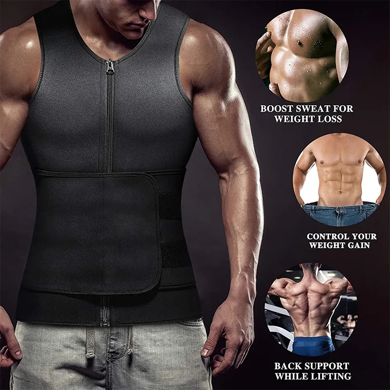 Gilet d'entraînement pour hommes, façonnant le corps, réduisant l'abdomen, ceinture de sueur, ceinture d'entraînement de taille, Corset débardeur, chemise brûlant les graisses 3xl