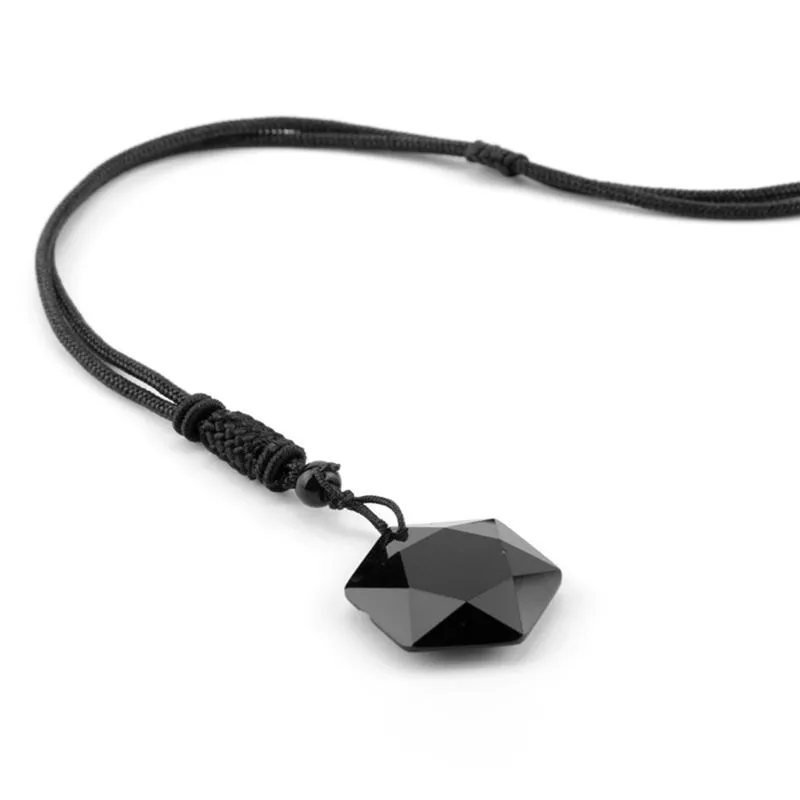 Ожерелья с подвесками, обсидиановый дух, маятник, энергетический камень, ожерелье с шестиконечной звездой для мужчин и женщин, цепочка на свитер Jewelr3236