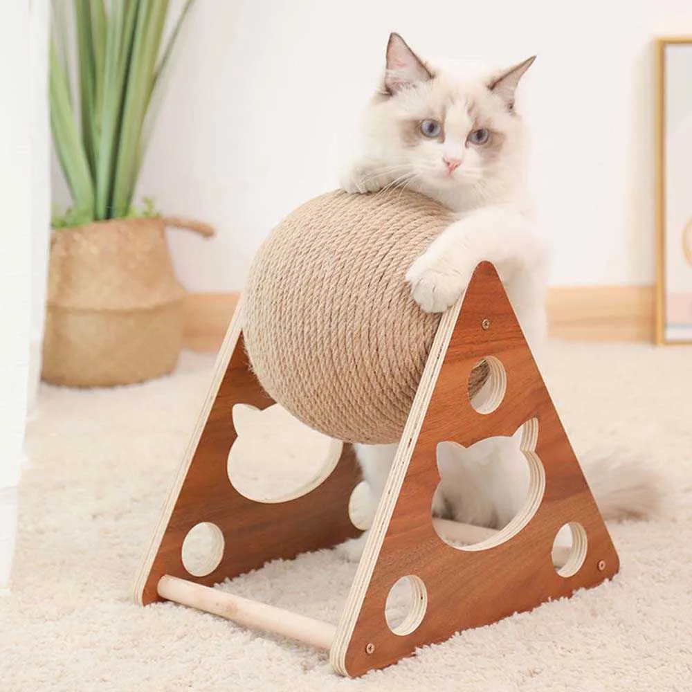 CAT SCHER TOYS SISAL CAT CATCER BOLL царапин мяч для кошек котенок интерактивные игрушки Pet Products Cat Saceates HJOY 210929