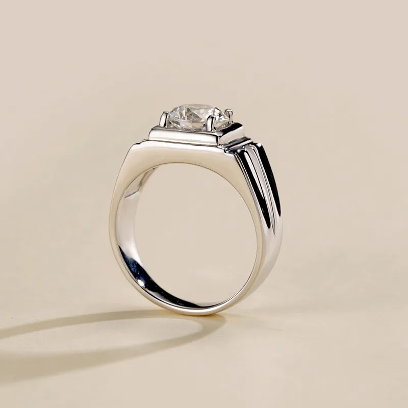 Klassisk 20ct Mossanite 18K Solid Real True White Gold Wedding Rings Propoal Bands for Men Groom Make Diamond Test Passe8382006