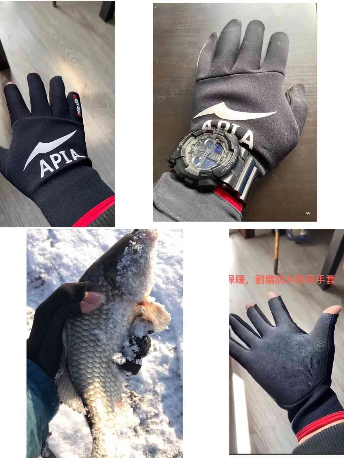Japonya'nın apia kış balıkçılık eldiven su geçirmez iç kaplı sıcak üç parmak açık spor erkek eldiven 211124