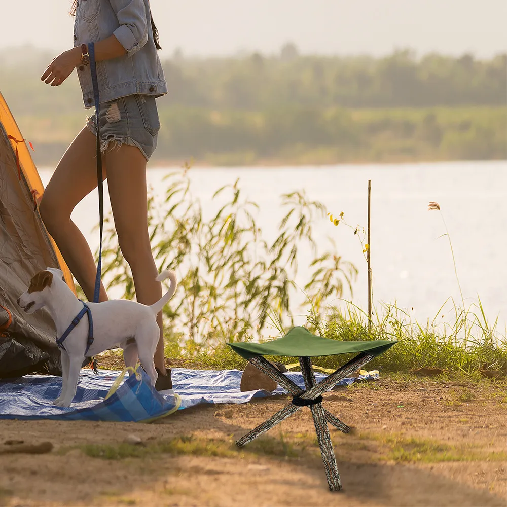 Tragbarer dreieckiger Hocker, Camping-Stühle aus Segeltuch, faltbarer Angel- und Grillstuhl