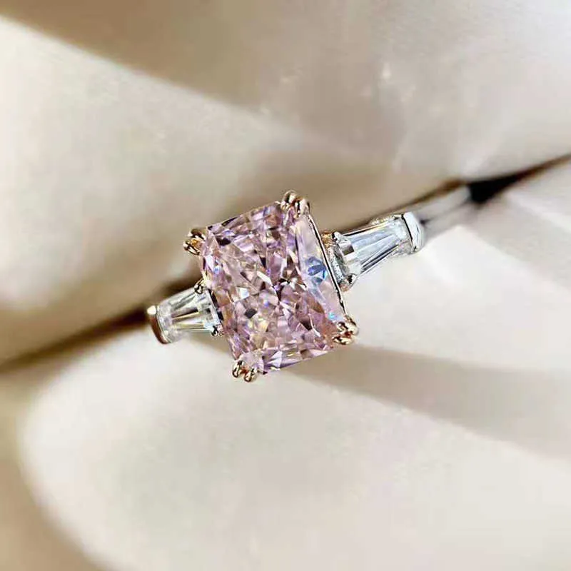 Oevas 100 925 Sterling Silber 2 Karat Pink High Carbon Diamond Ringe für Frauen funkelnde Hochzeitsfeier Brautfeinschmuck 210623235359
