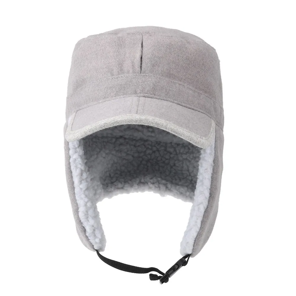 Connectyle Hommes Femmes Chapeau De Trappeur Chaud Épais Doublé Sherpa Oreillettes Pliable Mâle Femelle Hiver Ski Skate avec Visière Casquette Militaire