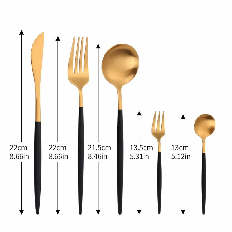 Flatware Sets Black Gold Kitchen Utensils Stainless Steel Cutlery Set Wedding Tableware Dinner Service Fork LNIFE Spoon Drop239v