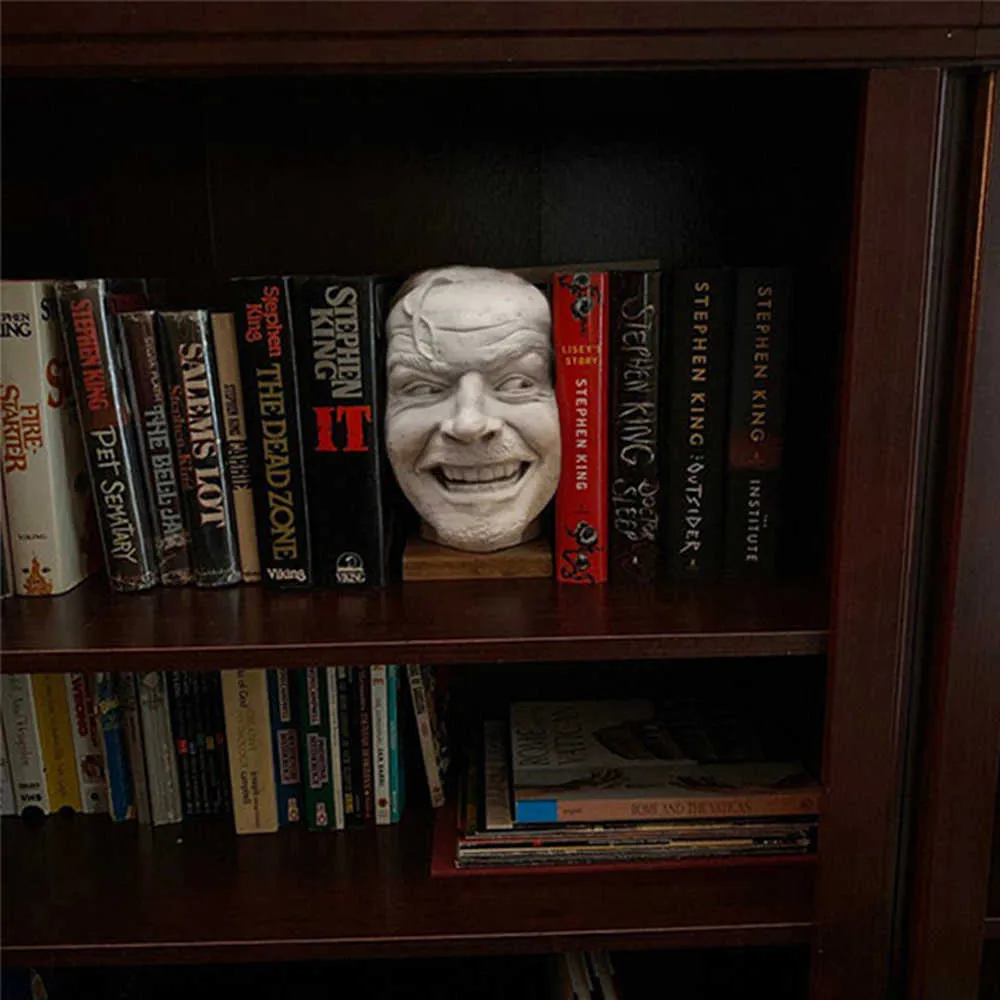 Escultura del sujetalibros brillante Biblioteca Heres Johnny Escultura Resina Adorno de escritorio Estante para libros B88 2106073197