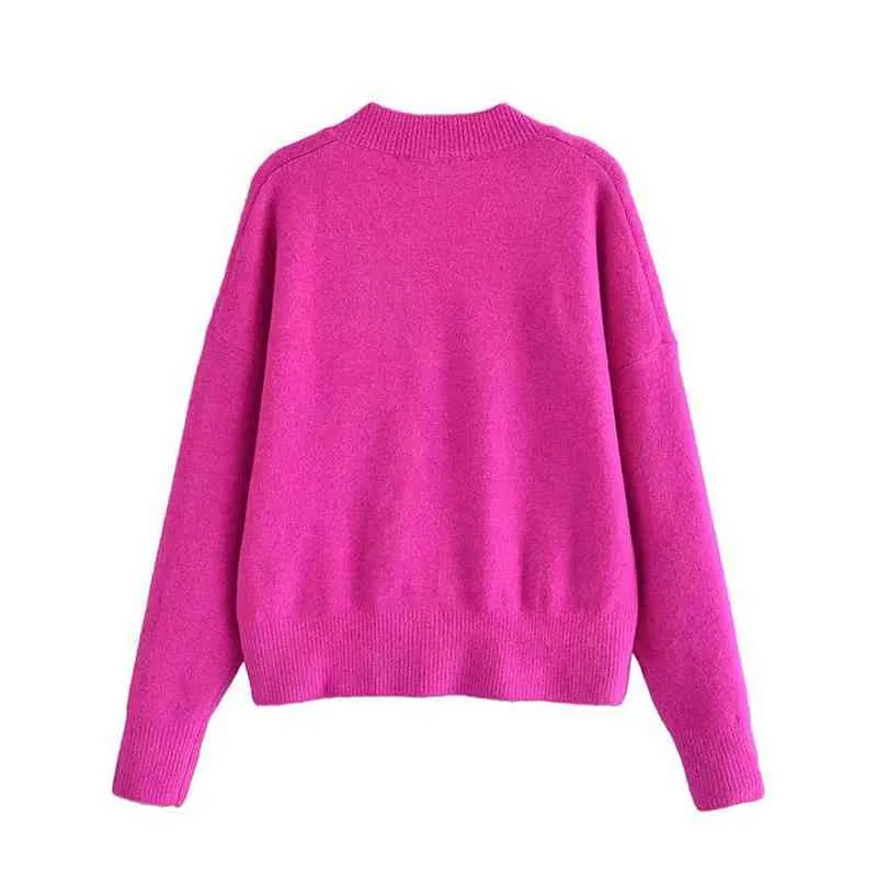 Willshela Women Fashion Sweater Sweater أعلى الأكمام الطويلة الخامس-رقابة ناعمة متماسكة غير رسمية سبيكة حاكمة تتصدر امرأة 220124