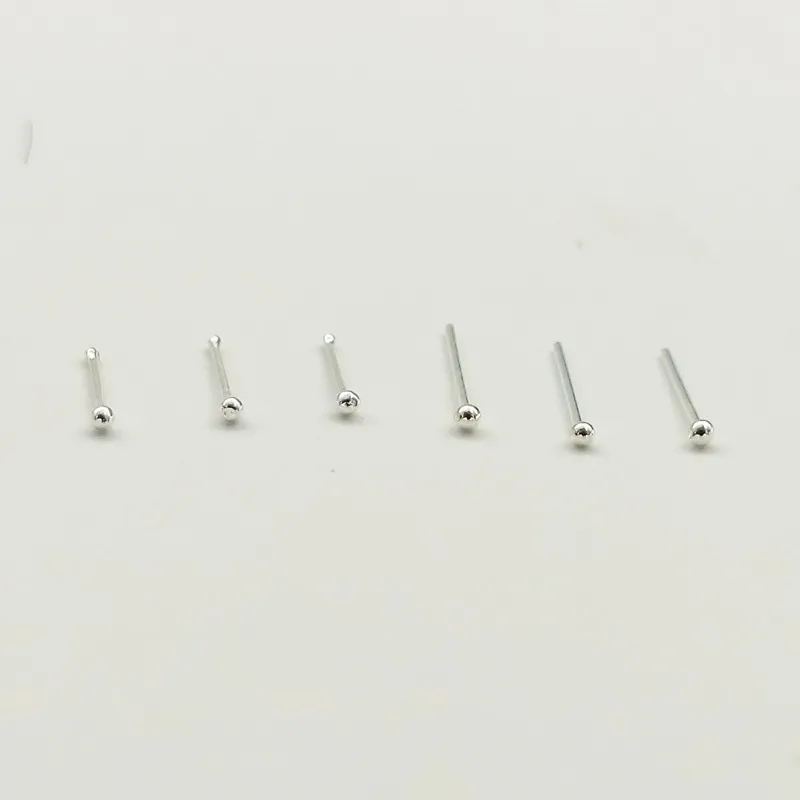 925 Sterling Silber 1,2 mm Kugel Nasenstecker Stifte Knochen Piercing Schmuck 20 Stück/Packung