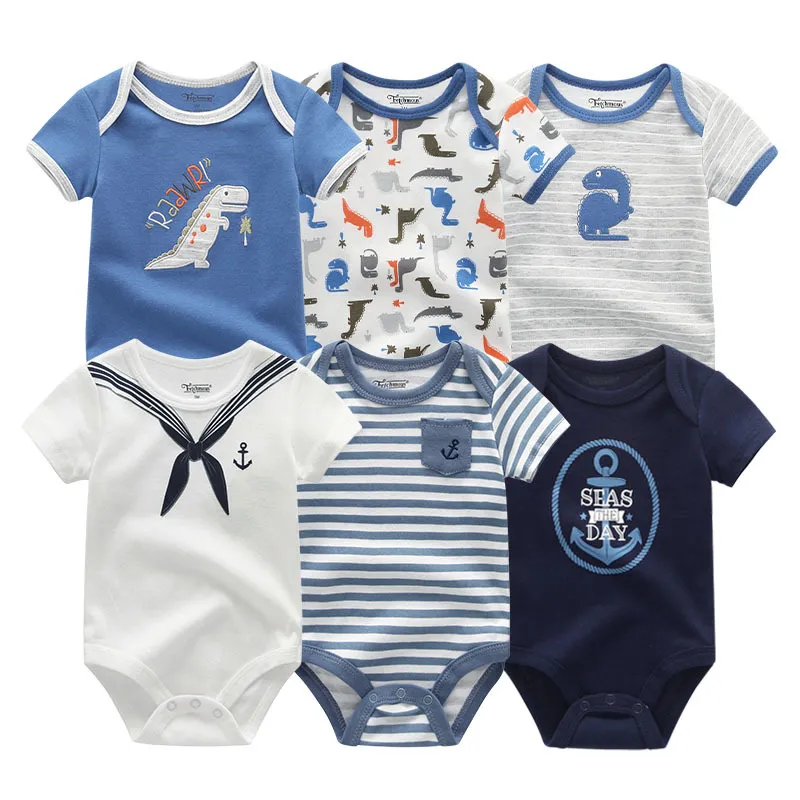 2021 neueste 6 Teile/los Baby Mädchen Kleiden Roupa de bebes Baby Jungen Kleidung Einhorn Baby Kleidung Sets Strampler Neugeborenen Baumwolle 0-12M 210226