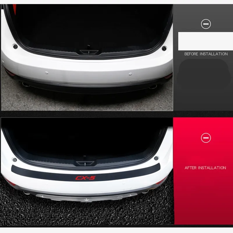 Кожа из искусственной кожи и углеродного волокна, защита заднего бампера, защитная пластина багажника, автомобильные аксессуары для Mazda CX5 CX5 201220159480318